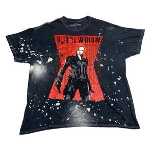 Marvel Black Widow Graphic Tee Thrifted Vintage Style Size XL